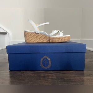 Sarah Flint Mirjana Wedge 50 – White Calf & Raffia